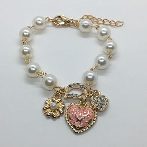 Pearl And Heart Bracelet With D Initial